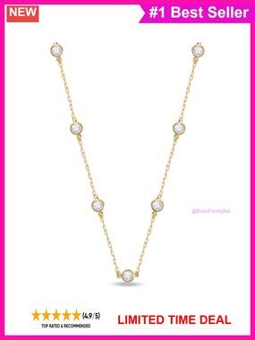 14K Yellow Gold Cubic Zirconia Station Cable Chain Necklace